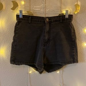 Pretty Little Thing, black jean high waisted shorts. Size 6 (USA)